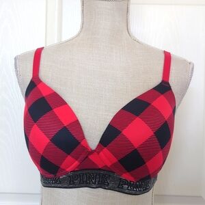 Victoria's Secret Pink Plaid Wear Everywhere Bra Adjustable Straps